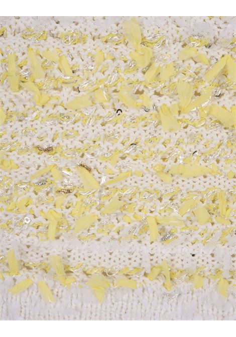 Top in Tweed Giallo e Bianco Con Spalline BALMAIN | DF1AB052KG71GTZ