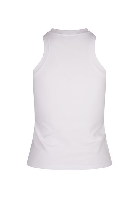 White Tank Top With PB Retro Embroidery BALMAIN | DF1EB045BC49GAB