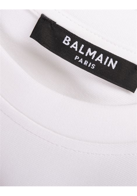 White Tank Top With PB Retro Embroidery BALMAIN | DF1EB045BC49GAB