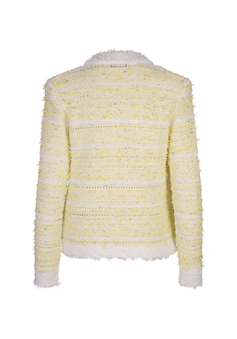 Yellow and White Knitted Short Cardigan BALMAIN | DF1KL106KG71GTZ