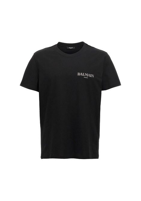 Black T-Shirt With Contrast Logo BALMAIN | DH1EF000GD84EAC