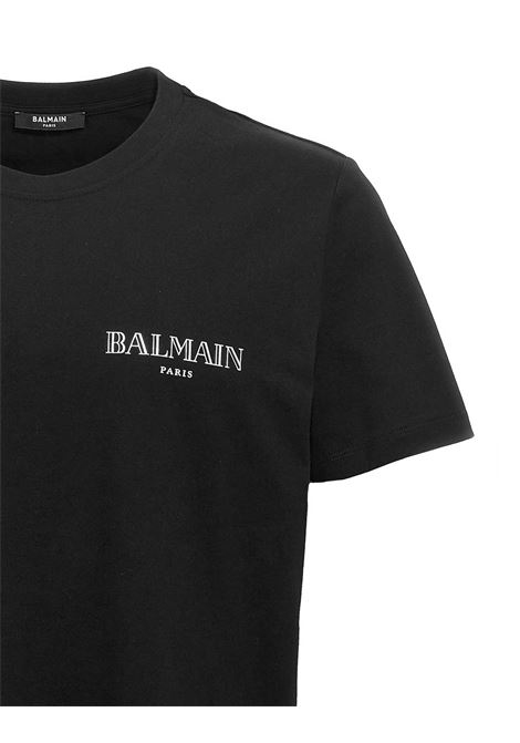 Black T-Shirt With Contrast Logo BALMAIN | DH1EF000GD84EAC