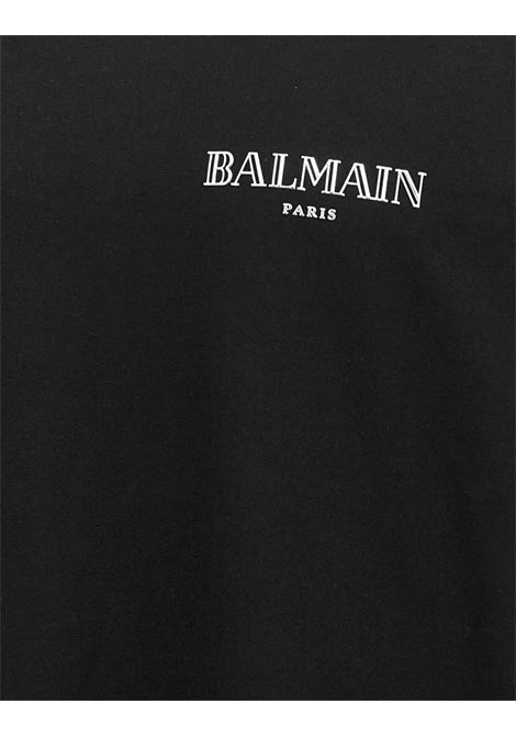 Black T-Shirt With Contrast Logo BALMAIN | DH1EF000GD84EAC