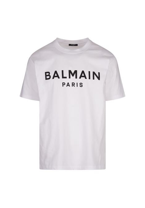 BALMAIN T-Shirt Bianca Con Logo Balmain Paris - BALMAIN