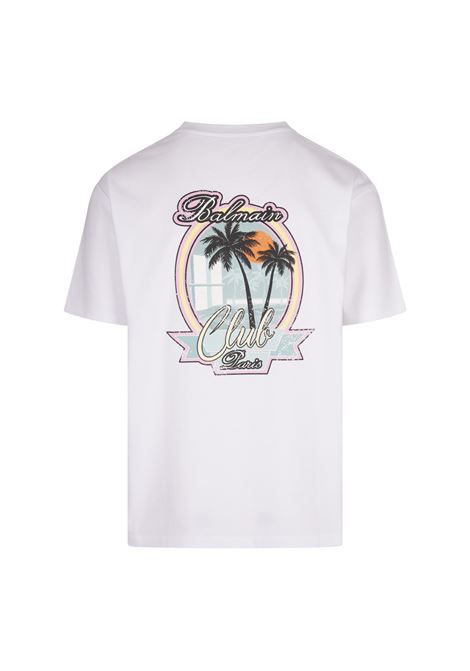 T-Shirt Bianca Con Stampa Club Balmain BALMAIN | DH1EG000GD82GCS