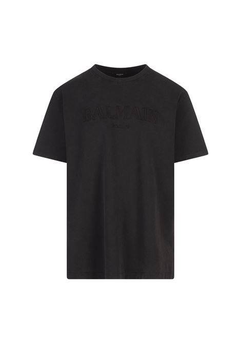 BALMAIN T-Shirt Nera Con Ricamo Balmain Vintage - BALMAIN