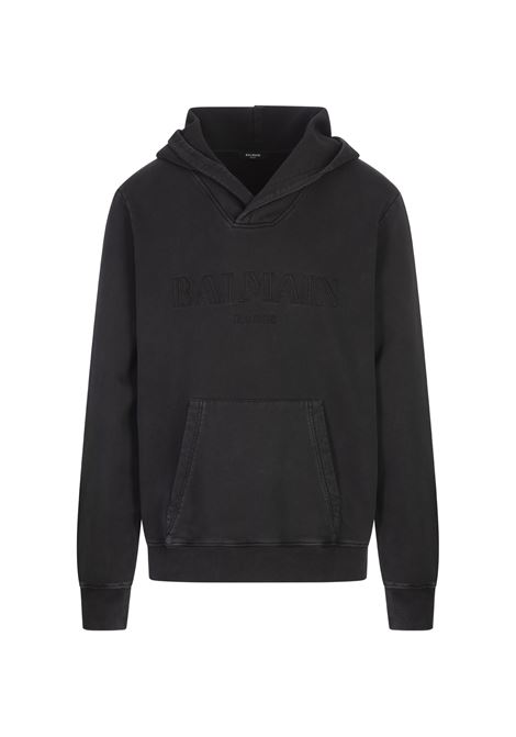 Black Hoodie With Balmain Vintage Embroidery BALMAIN | DH1JT216BC72YGD