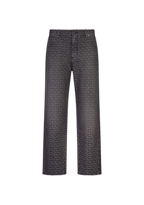 Black Jeans with Monogram Jacquard BALMAIN | DH1MI040DD680PC