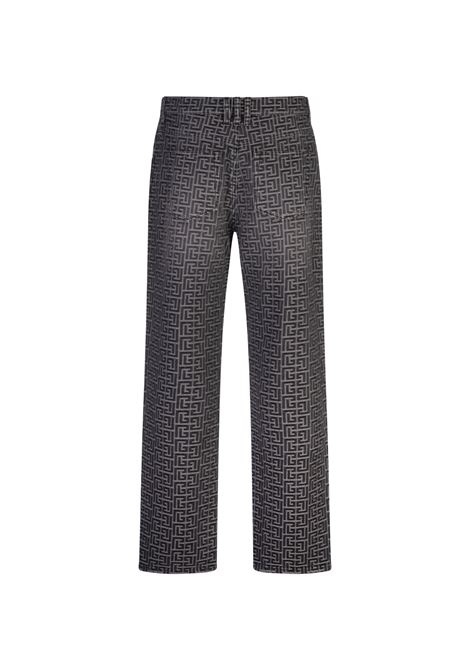 Black Jeans with Monogram Jacquard BALMAIN | DH1MI040DD680PC