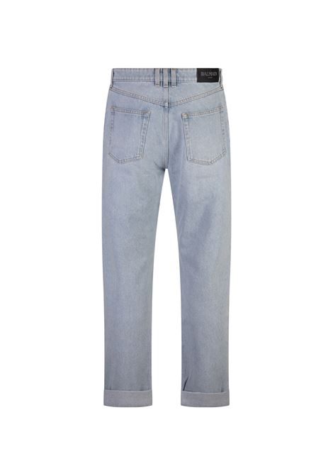 Jeans Regular Fit In Denim Blu Lavaggio Chiaro BALMAIN | DH1MI043DE596FC