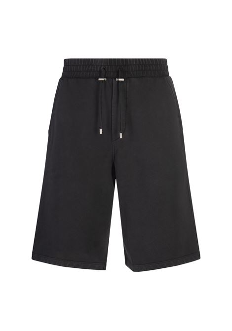 BALMAIN Bermuda In Cotone Nero Con Logo Balmain Vintage - BALMAIN