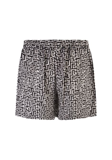 Black Shorts With Monogram Motif BALMAIN | DH1PA105VF40EAB