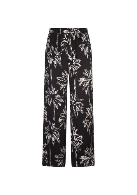 BALMAIN Pantaloni Stile Pigiama Neri Con Stampa Palme - BALMAIN