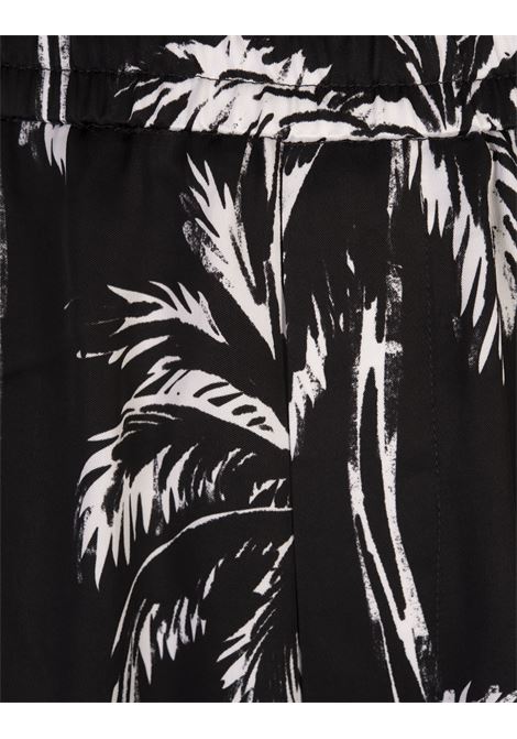 Black Pyjama Pants With Palm Print BALMAIN | DH1PQ260VF43EAB