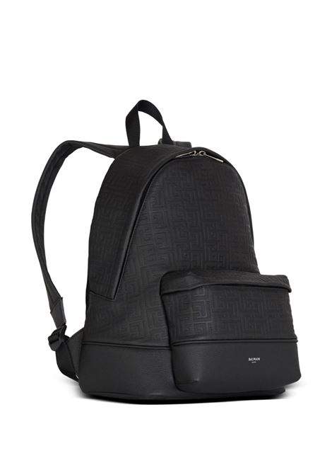 Black Grained Leather Backpack With Monogram BALMAIN | DM1GE150LPSE0PA