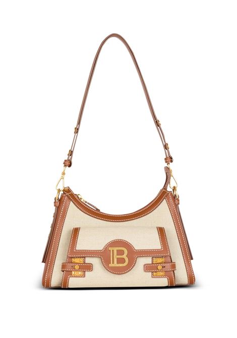 BALMAIN Borsa B-Buzz Hobo Beige In Tela E Pelle - BALMAIN