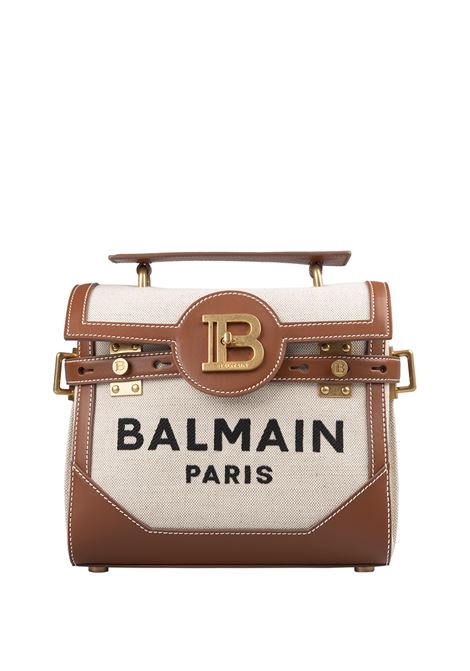 BALMAIN Borsa B-Buzz 23 Beige In Tela E Pelle - BALMAIN