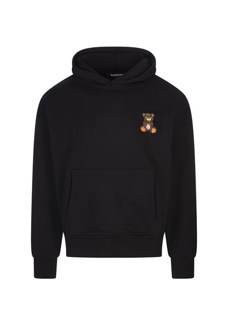 Black Hoodie with Bear Patch and Print on Hood BARROW | F4BWUAHS152110