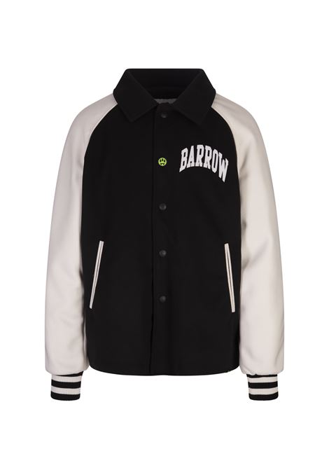 Black and White Bomber Jacket With Smile and Logo Lettering BARROW | F4BWUAJK008110