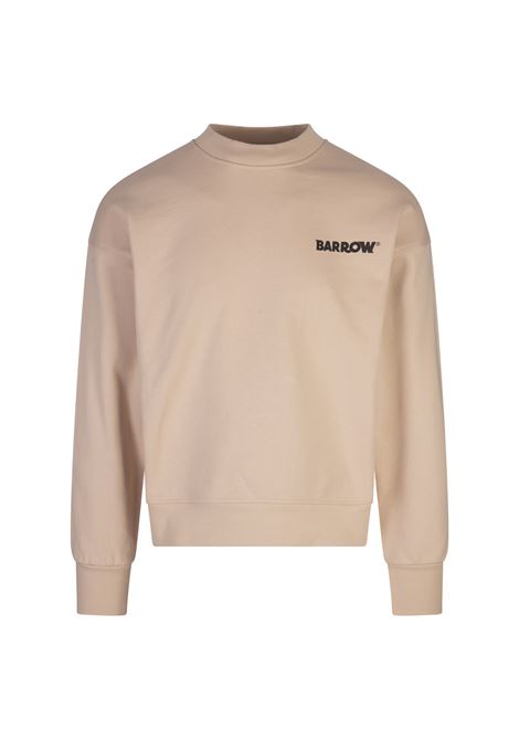 Beige Crew Neck Sweatshirt With Logo and Smile BARROW | F4BWUASW133092