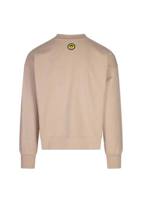 Beige Crew Neck Sweatshirt With Logo and Smile BARROW | F4BWUASW133092