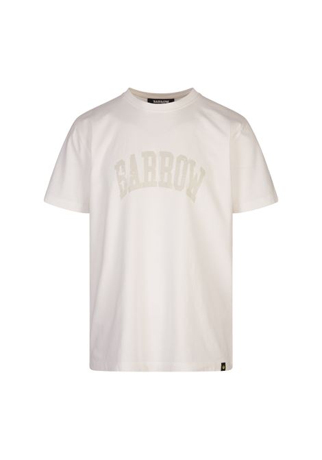 BARROW T-Shirt Bianca Con Lettering e Stampa Grafica Con Smile - BARROW