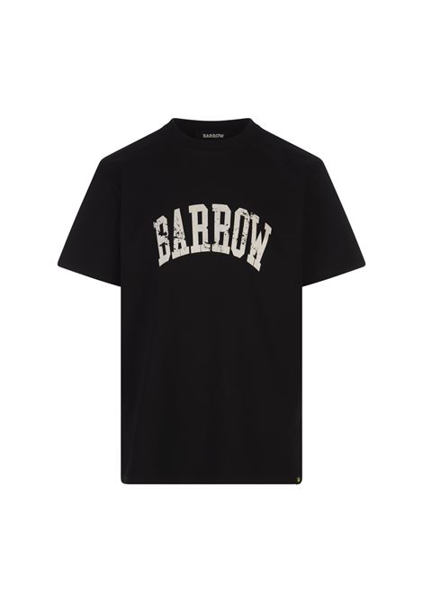 BARROW T-Shirt Nera Con Lettering e Stampa Grafica Con Smile - BARROW