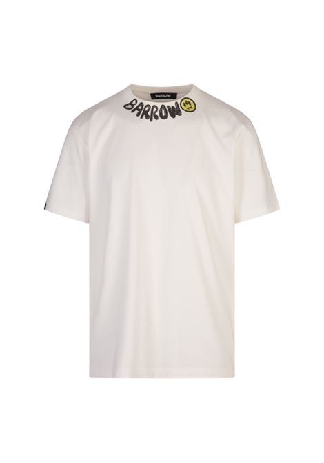 BARROW T-Shirt Bianca Con Logo Sul Girocollo - BARROW