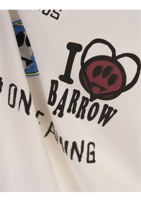 White T-Shirt With Logo and Stickers Print BARROW | F4BWUATH067002