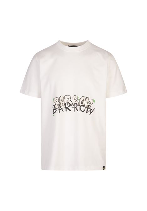 White T-Shirt With Double Lettering and Graphic Printing With Smile BARROW | F4BWUATH075002