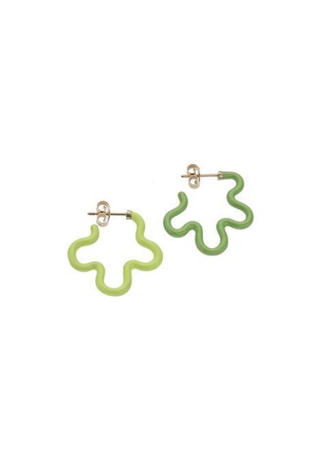 2 Tone Asymmetrical Flower Power Earrings In Lime And Green BEA BONGIASCA | GE201YGCC3