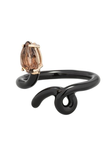 Baby Vine Tendril Ring In Black  BEA BONGIASCA | VR110YGS-GP18N