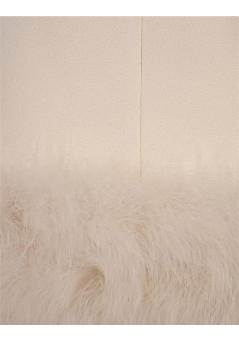 Abito In Crepe Sable Bianco Con Piume di Marabou BLUMARINE | 2A490AN0107