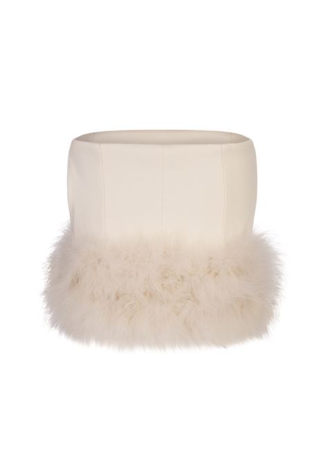 White Crepe Sable Top With Marabou Feathers BLUMARINE | 2C290AN0107