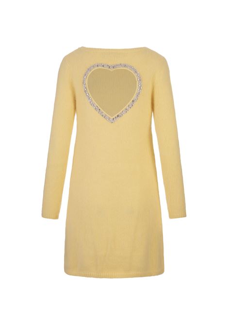 Yellow Short Dress With Heart Cut-Out And Crystals BLUMARINE | 4A199AN0222