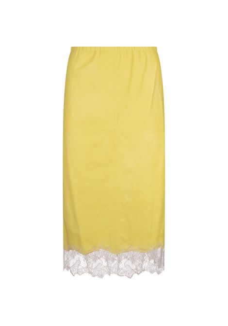 Yellow Leather Midi Skirt With Lace BLUMARINE | 4L038AP0223