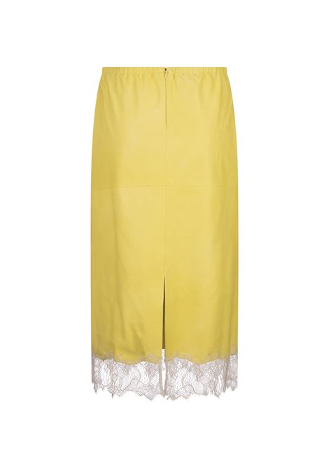 Yellow Leather Midi Skirt With Lace BLUMARINE | 4L038AP0223