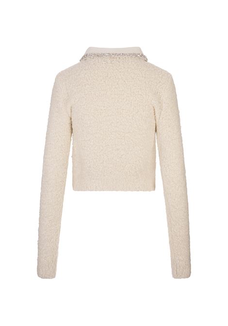 White Alpaca Blend Sweater With Jewelled Collar BLUMARINE | 4M098AN0105