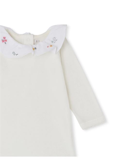 White June Bodysuit With Multicoloured Floral Embroidery BONPOINT | P04NUNK00001180