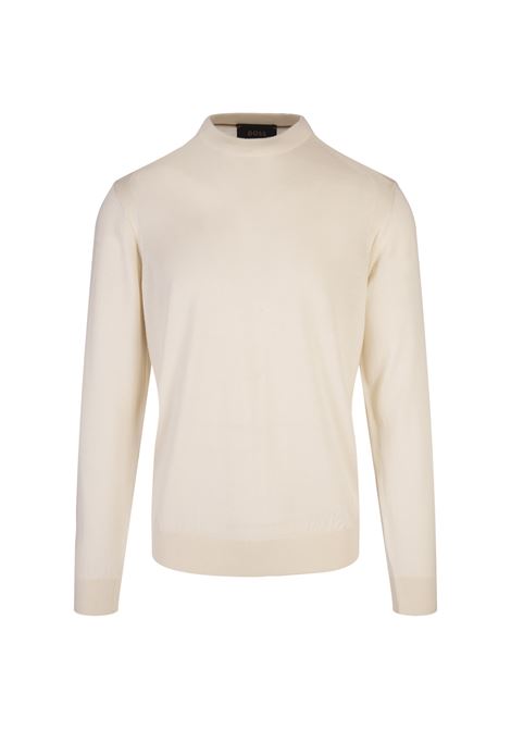 Neutral Silk, Wool and Cashmere Regular Fit Sweater BOSS | 50509223118