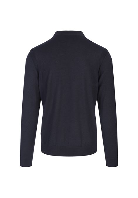 Dark Blue Silk, Wool and Cashmere Regular Fit Sweater BOSS | 50509223404