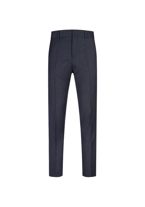 Slim Fit Double-Breasted Suit In Dark Blue Wool With Micro-Motif BOSS | 50518118404