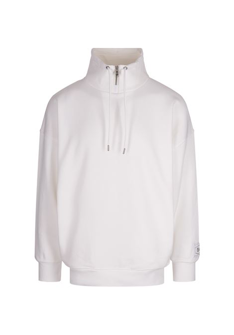 White High Neck Sweatshirt With Logo Patch BOSS | 50518756100