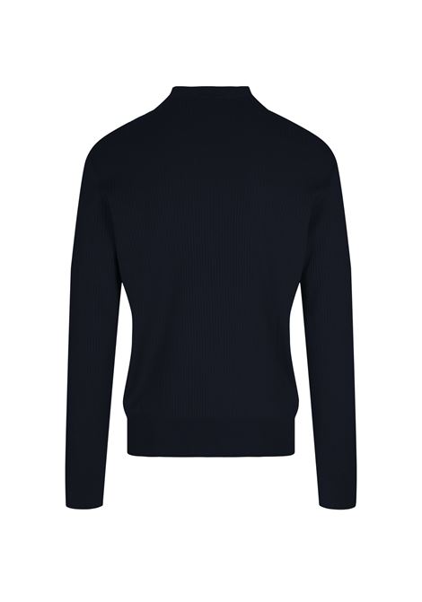 Maglione Regular Fit In Seta e Cotone Blu BOSS | 50519566404