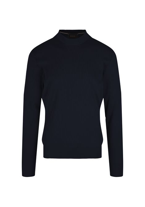 Blue Silk and Cotton Regular Fit Sweater BOSS | 50519566404