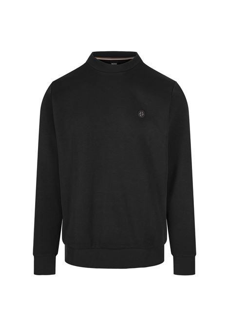 Black Regular Fit Sweatshirt With Monogram Patch BOSS | 50520302001