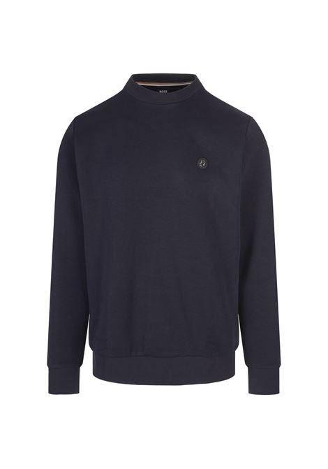 Blue Regular Fit Sweatshirt With Monogram Patch BOSS | 50520302404