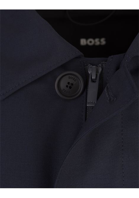 Cappotto Impermeabile In Misto Lana Blu Scuro BOSS | 50521591404