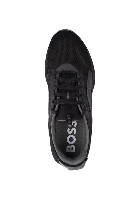 TTNM EVO Sneakers Nere In Pelle Liscia e Scamosciata e Mesh Con Suola a Spina Di Pesce BOSS | 50522908005