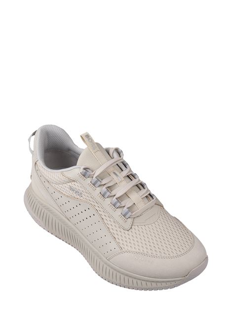 TTNM EVO Sneakers Bianche In Pelle Liscia e Scamosciata e Mesh Con Suola a Spina Di Pesce BOSS | 50522908131